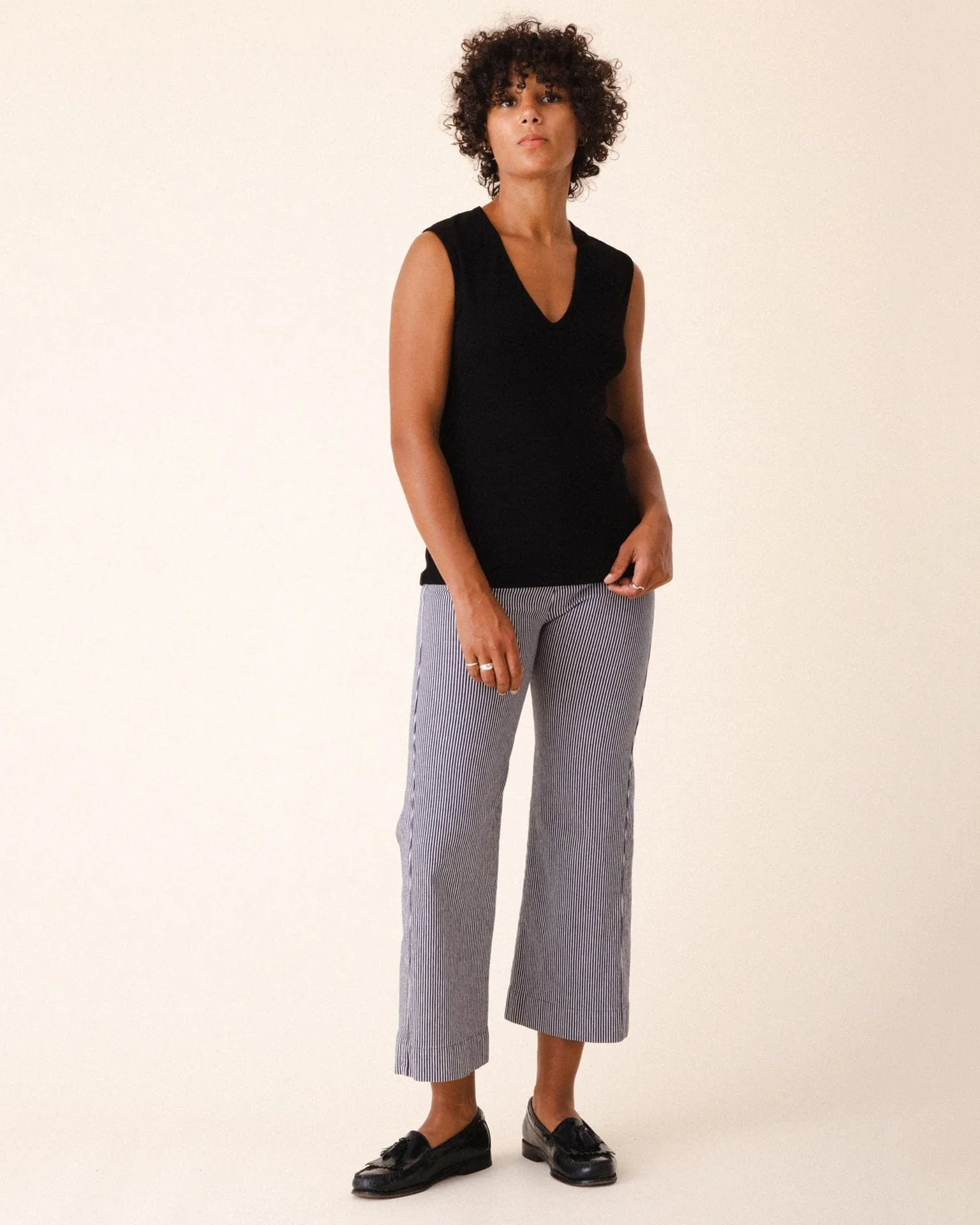 Railroad Knack Pant in Oyster Stripe - Image 2