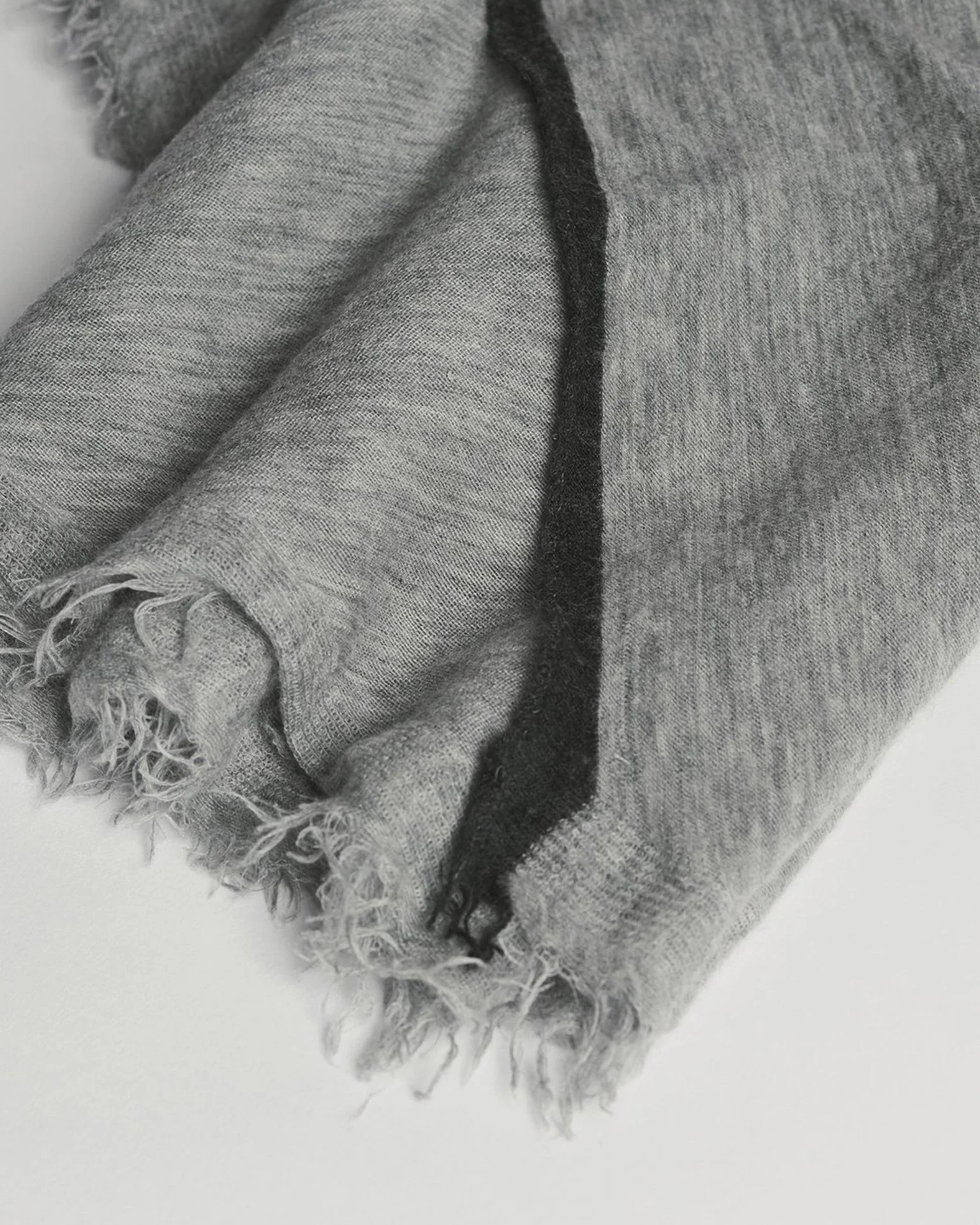 Rosa Cascade Cashmere Scarf in Heather Grey X Charcoal - Image 2