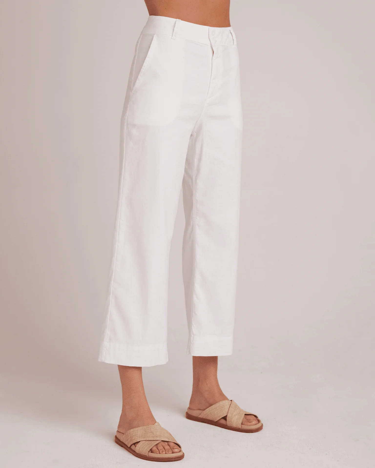 Saige Wide Leg Crop in White - Image 2