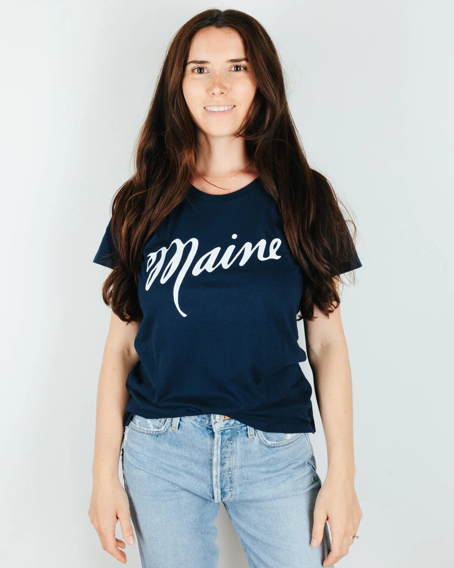 Script Maine S/S Organic Cotton Tee in Navy