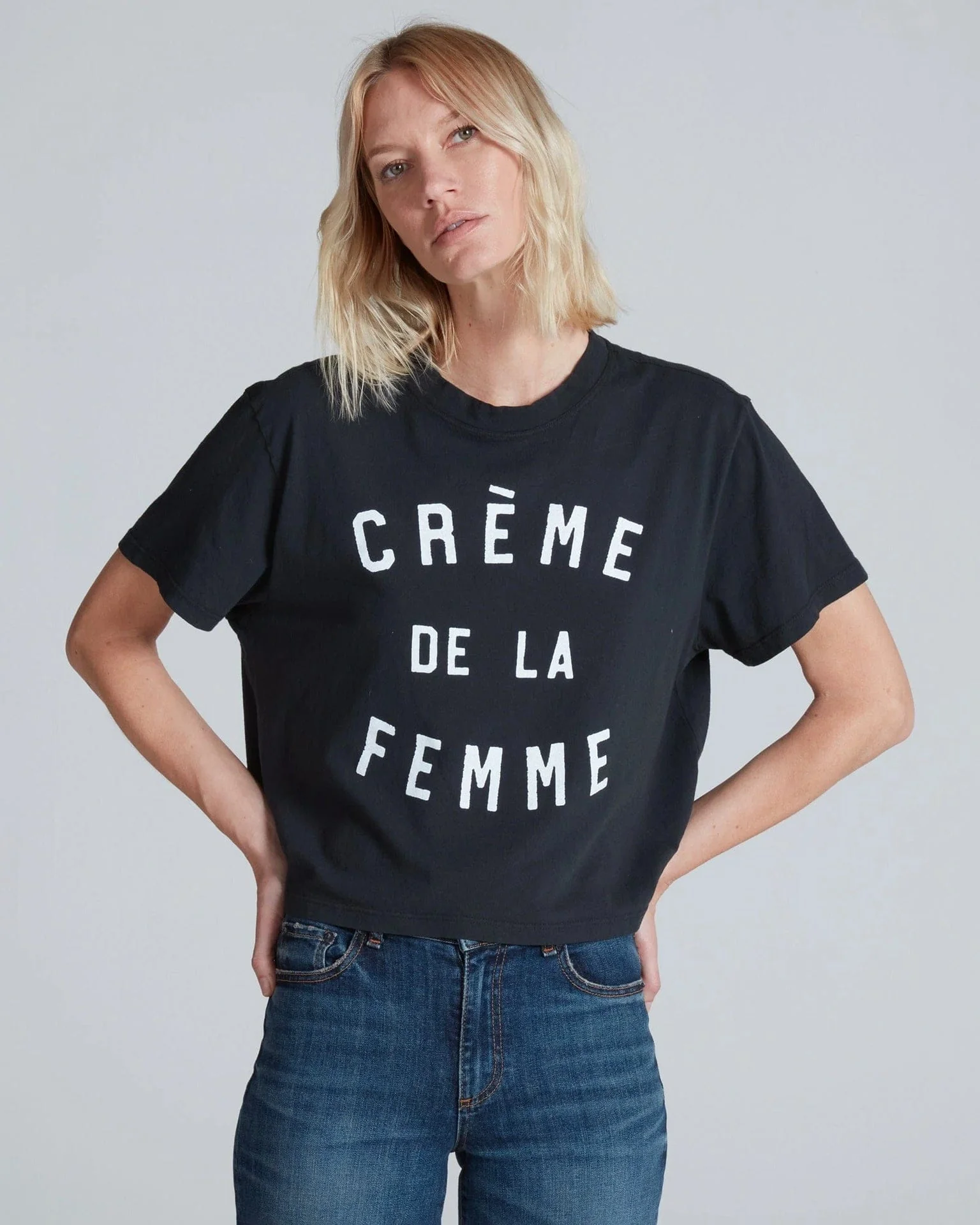 Shrunken Boy Tee in Crème De La Femme