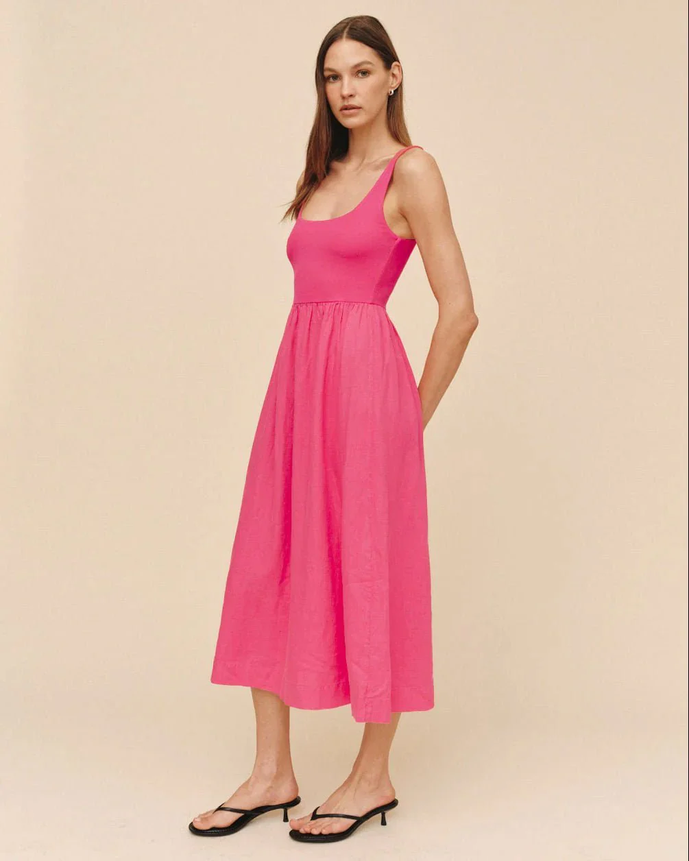 Sleeveless Knit Combo Dress in Spiced Hibiscus