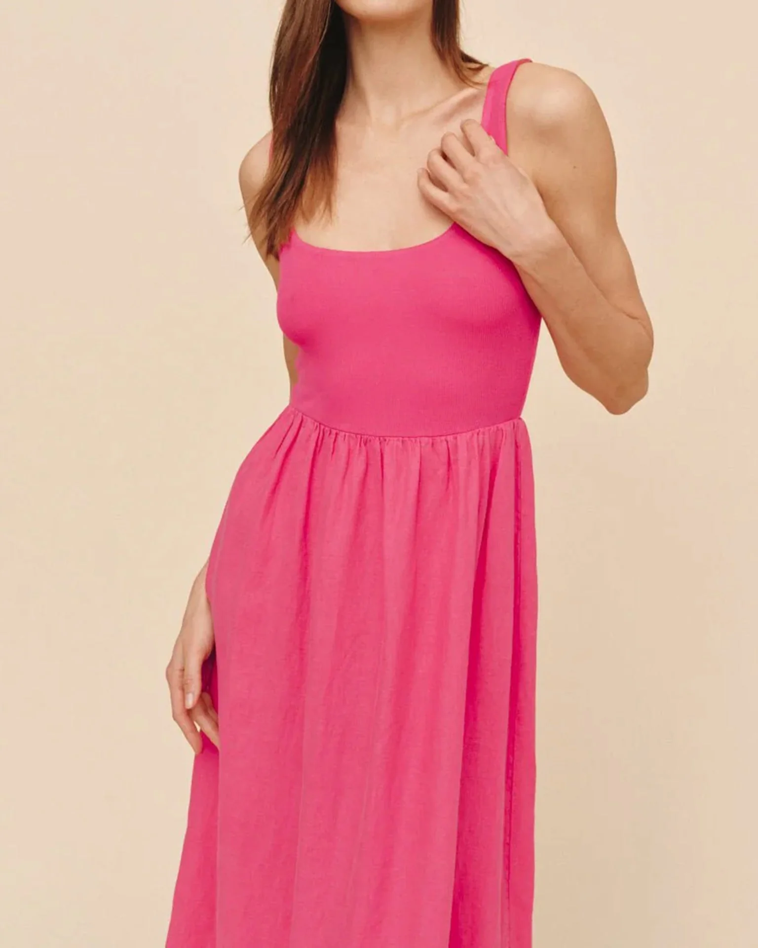 Sleeveless Knit Combo Dress in Spiced Hibiscus - Image 2