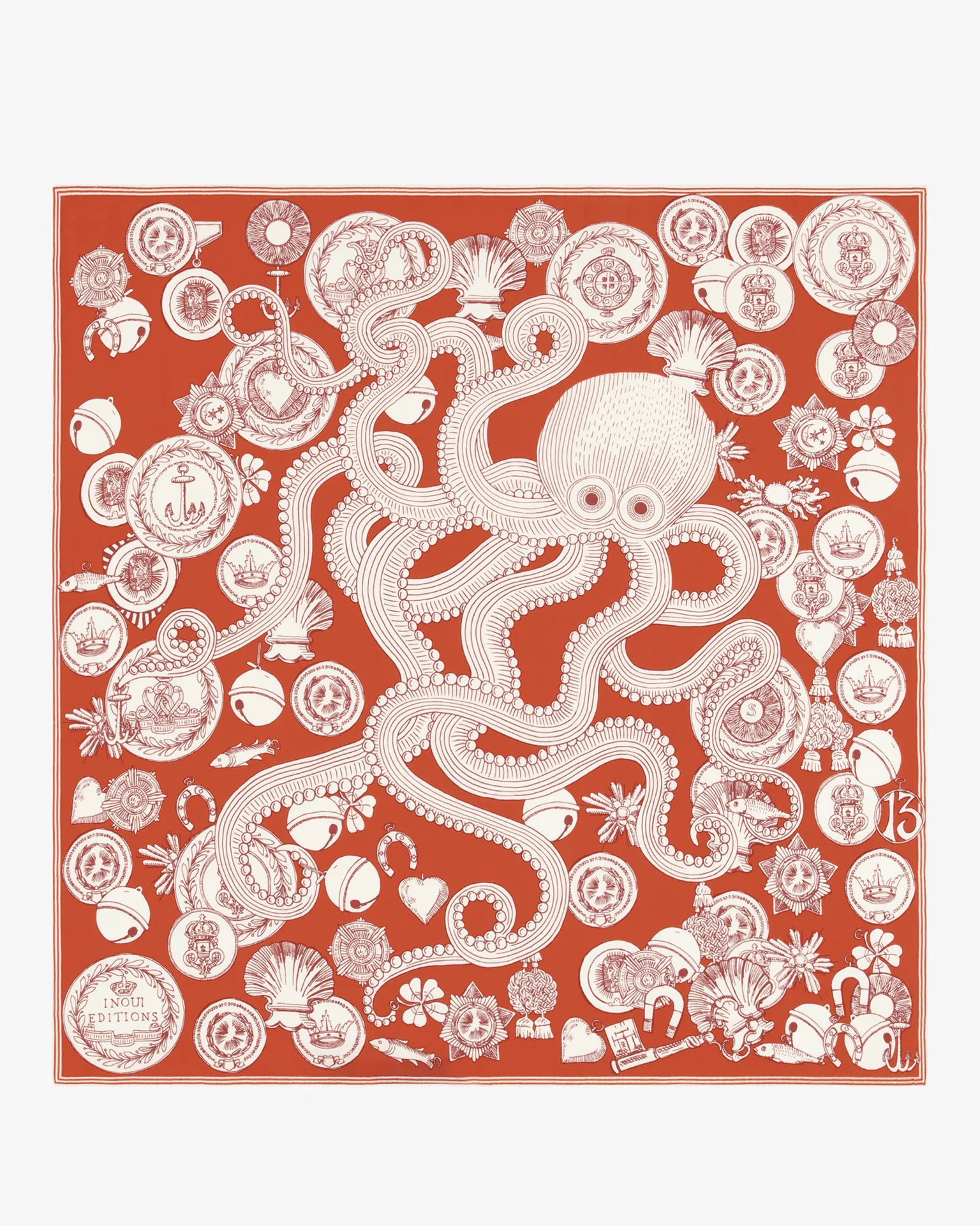 Square / Carre 65 Octopus in Red - Image 2
