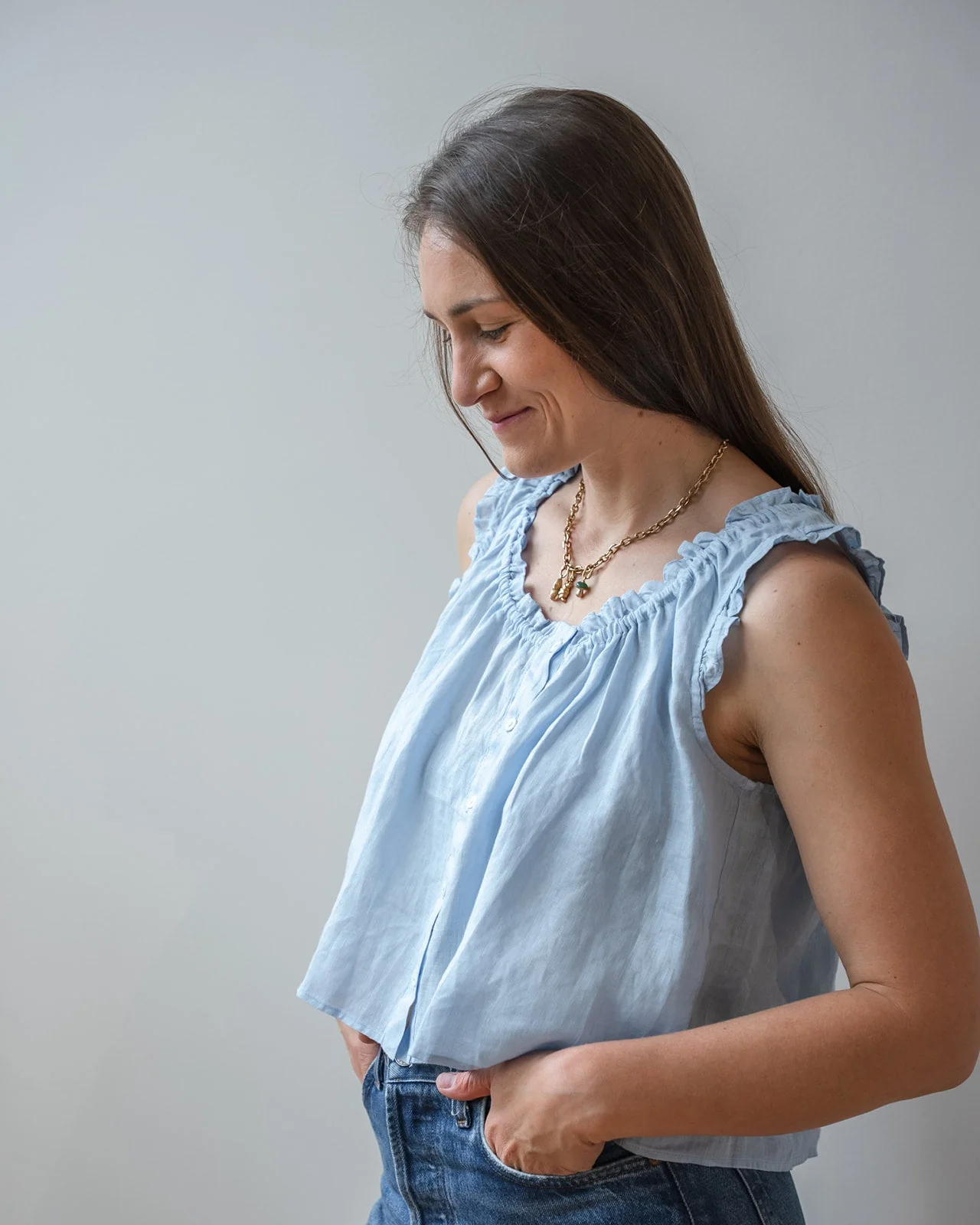 Tana Ruffle Sleeveless Top In Billow - Image 2