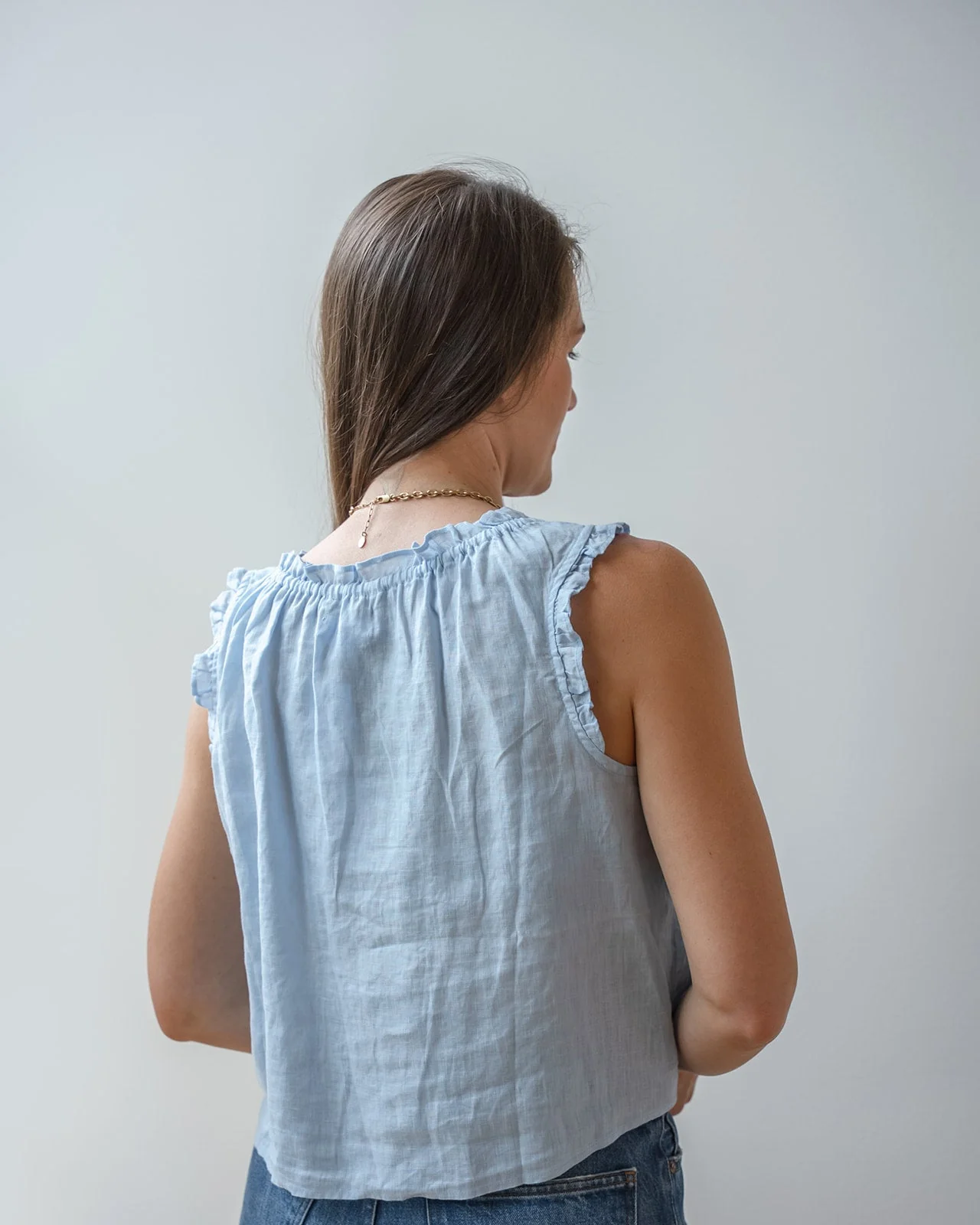 Tana Ruffle Sleeveless Top In Billow - Image 4