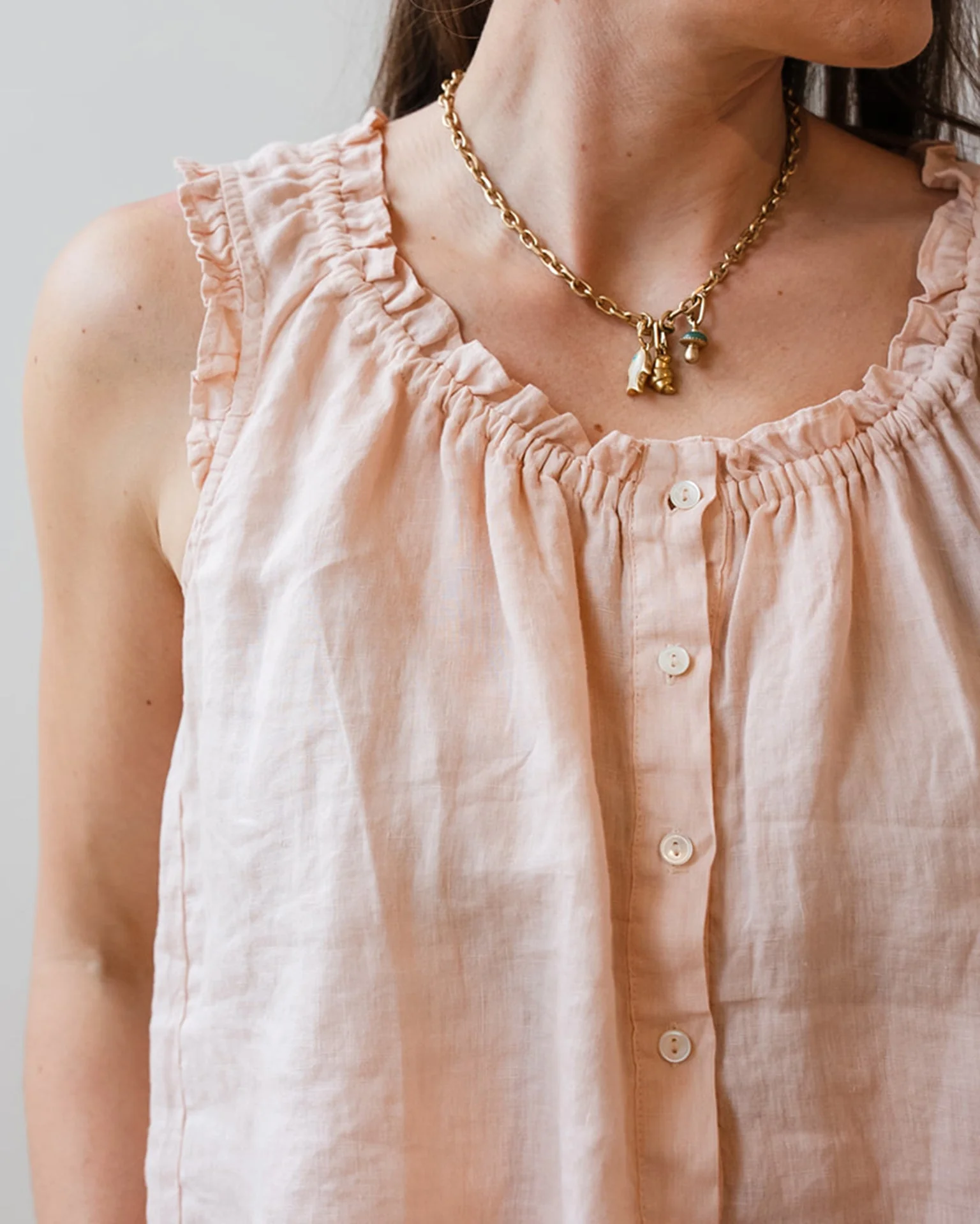 Tana Ruffle Sleeveless Top In Pale Pink - Image 3