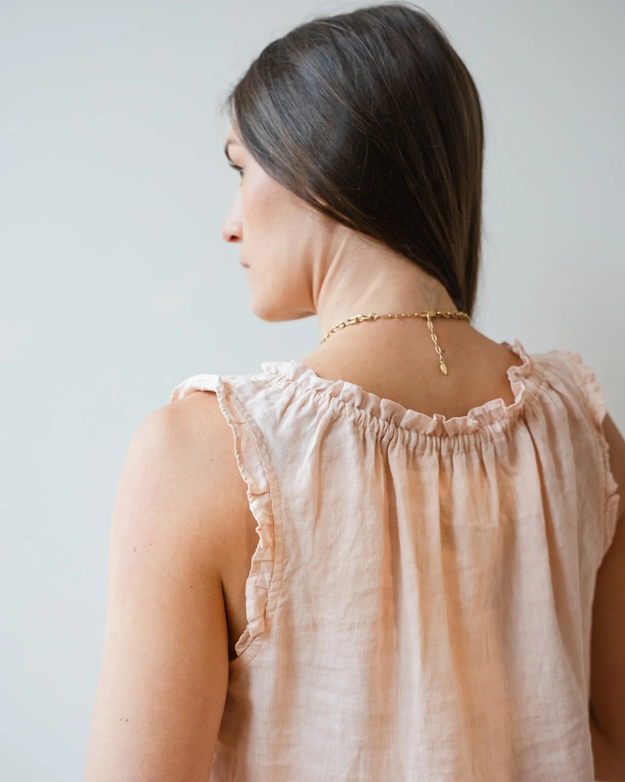 Tana Ruffle Sleeveless Top In Pale Pink - Image 5