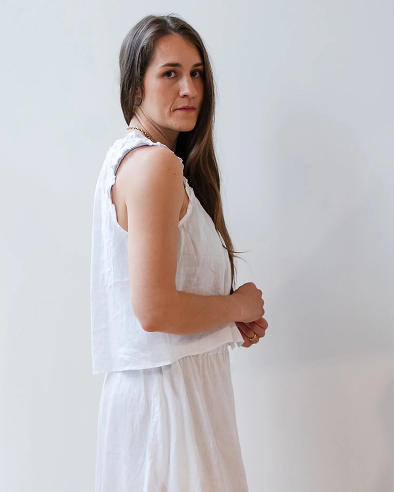 Tana Ruffle Sleeveless Top In White - Image 2
