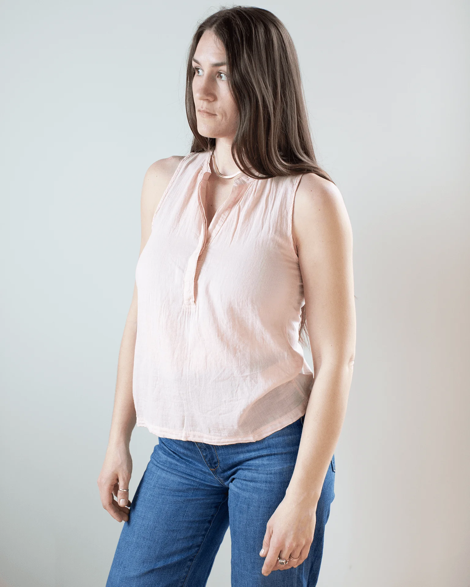 Tulette Henley Tank in Blush - Image 2