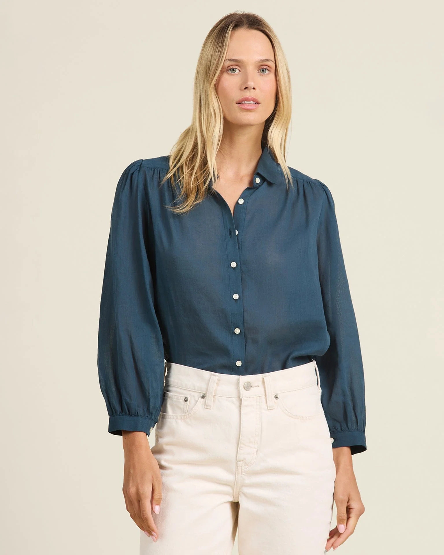 Zola Blouse in Teal Cotton Voile
