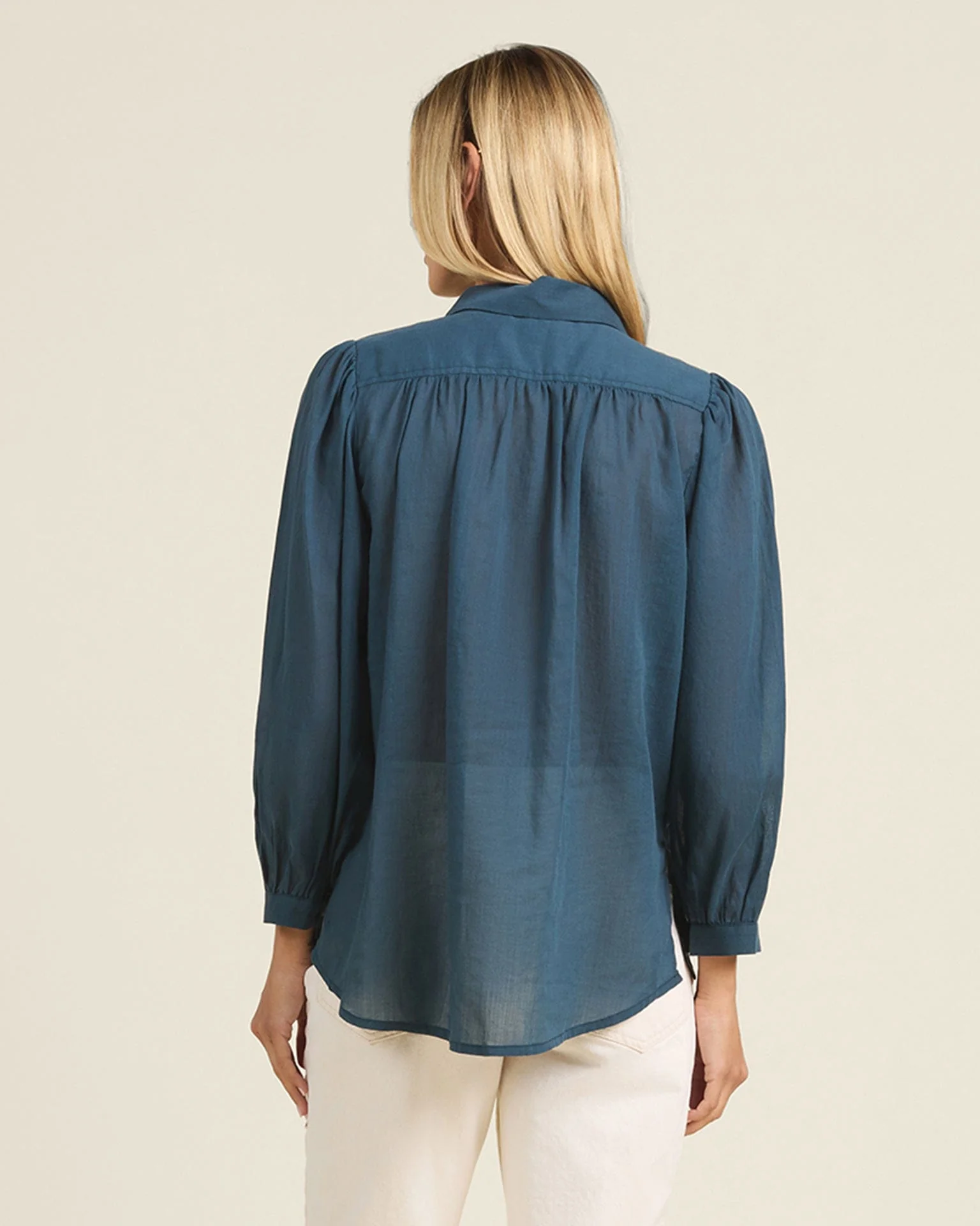 Zola Blouse in Teal Cotton Voile - Image 4